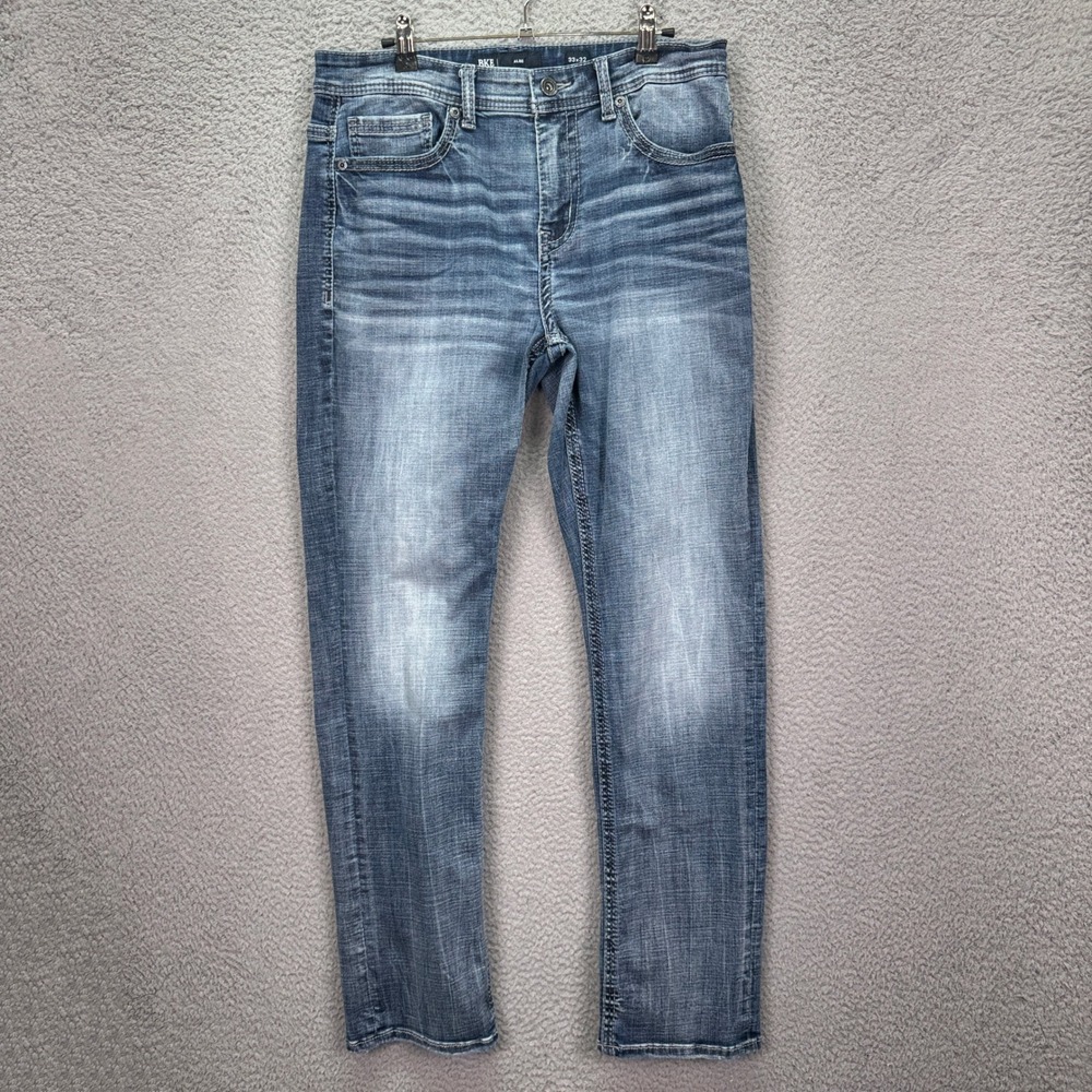 BKE Jeans Mens 33x32‎ Blue Alec Medium Wash Coolmax Stretch Preppy Faded Y2K